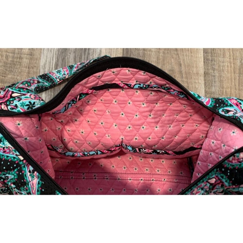 Faith Hope Love Shoulder Bag Black Paisley Floral Quilted Multi-Pocket Purse Zip - Picture 8 of 16